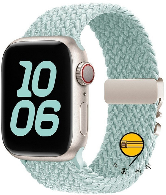 磁吸扣 尼龍編織錶帶 適用 Apple Watch, 淡薄荷, 1個