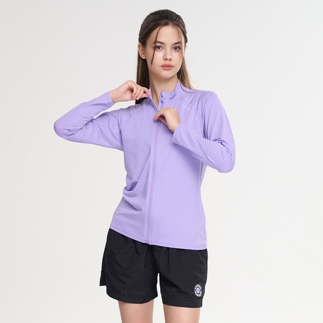 레이지비 여성 래쉬가드 세트 (집업+반바지) 루즈핏 빅사이즈 체형커버 수영복 여자 비치웨어 에센셜 라벤더