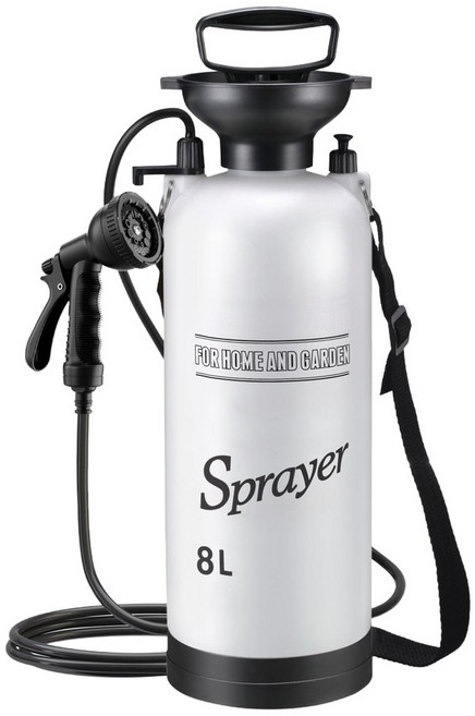 行動式戶外淋浴器 5L 附3米皮管 黑色10功能水槍, 8L白色淋浴器配3米皮管 黑色10功能水槍, 1個