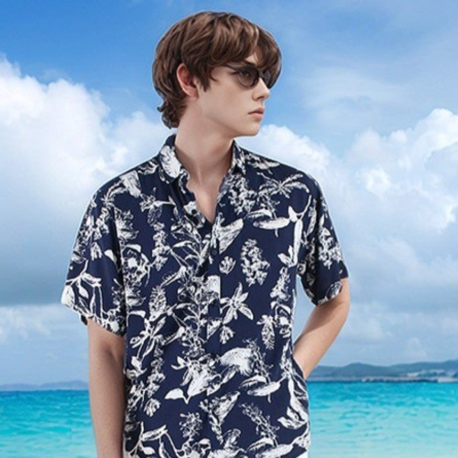 남성용 시원한 바캉스룩 하와이안 꽃남방 셔츠 NCC136