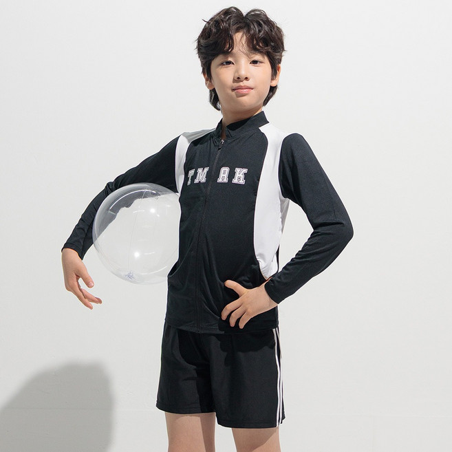 NC일산점 티막 남아동 래시가드 2PC 상의긴팔 + 하의반바지 세트 LKF1851-BK