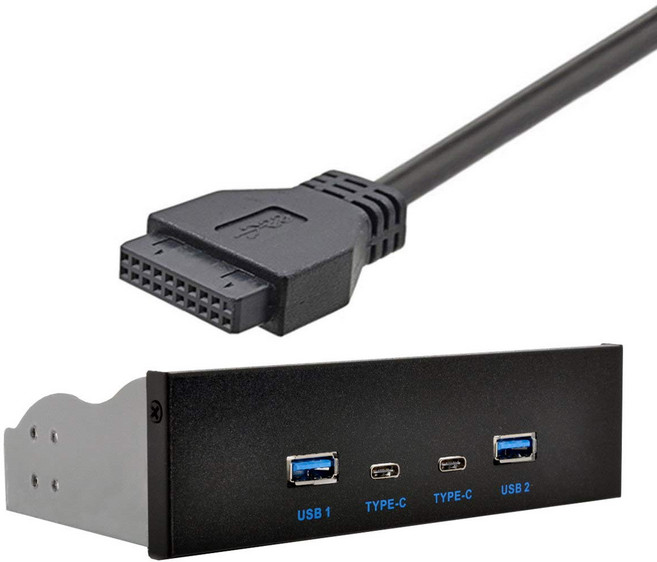 Xiwai USB-C & USB 3.0 CD-ROM 허브 4포트 전면 패널에서 마더보드 20핀 커넥터, 1개