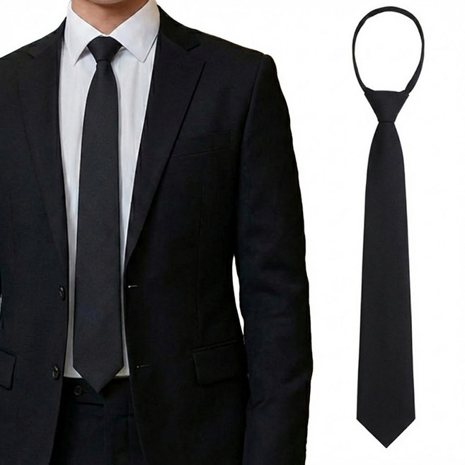 프렌티 남자 조문용 장례식 검은 넥타이