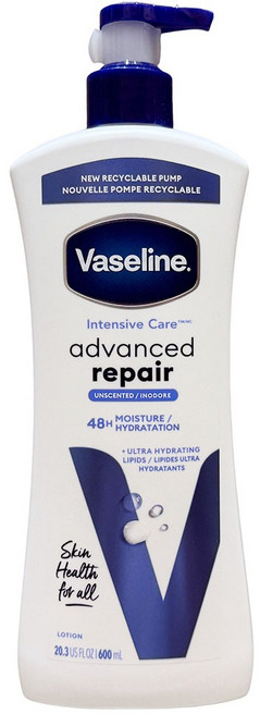 Vaseline 凡士林 男士保濕乳液 600ML, 1個, 無香鎖水600ML-2028/05