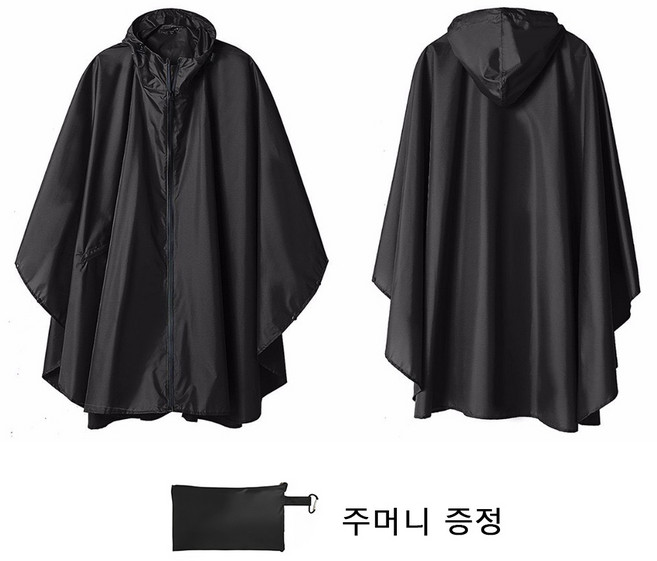 남여공용 판초 우의 우피 지퍼식 아웃도어 라이딩 트레킹 등산 휴대용, 1개, 블랙