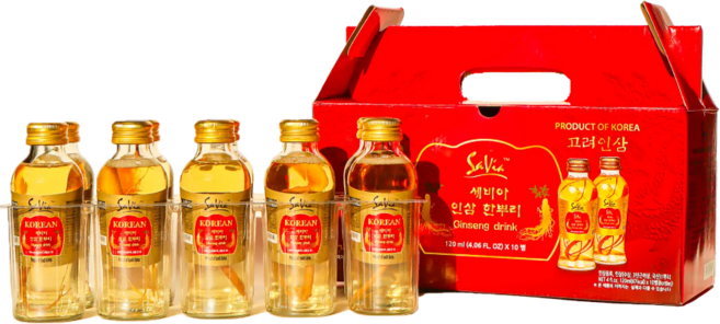 세비아 고려인삼 한뿌리 인삼드링크 선물세트 / 국산 인삼 한뿌리 건강음료 기력회복 효도선물, 10개, 120ml