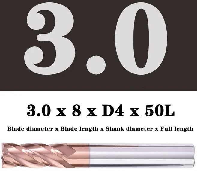 밀링 커터 합금 코팅 텅스텐 강철 도구 Maching Hrc55 엔드밀 키트 머신 cnc 라우터, 3x8XD4X50L, 05 3x8XD4X50L