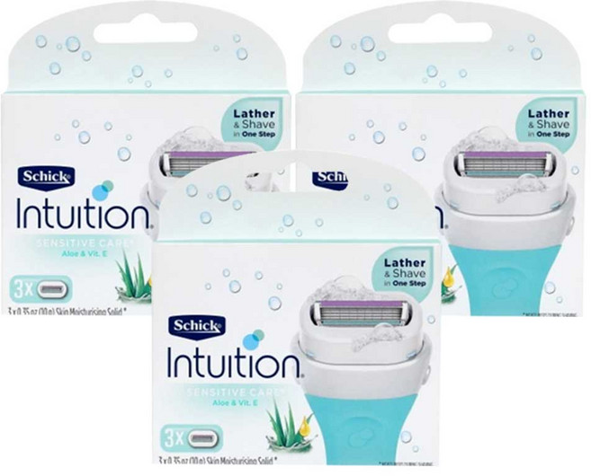 쉬크 인튜이션 제모날 내추럴 3입 x 3개(9개) 여성용 면도 면도날, 3개입, 3개