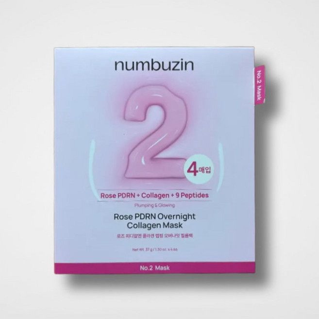 [정품] numbuzin 넘버즈인 2번 로즈 PDRN 콜라겐 랩핑 오버나잇 필름팩 광채 플럼핑팩 보습 탄력 모공 케어, 2개, 4개입