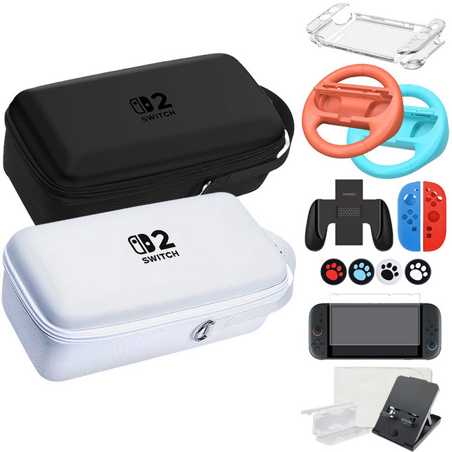 ED 닌텐도 스위치2 올인원 케이스 악세서리 세트 (화이트) 10종 풀패키지 파우치, 화이트, 1개