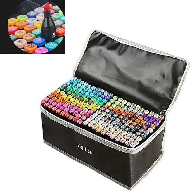 쟈오시 트윈 유성 마카펜+ 펜홀더 세트, 1개, 168색