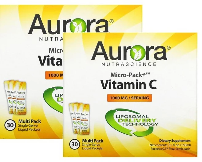 Aurora 오로라 마이크로팩 비타민C 1000mg 5ml 30팩 x2박스, 2개, 150ml - 쿠팡