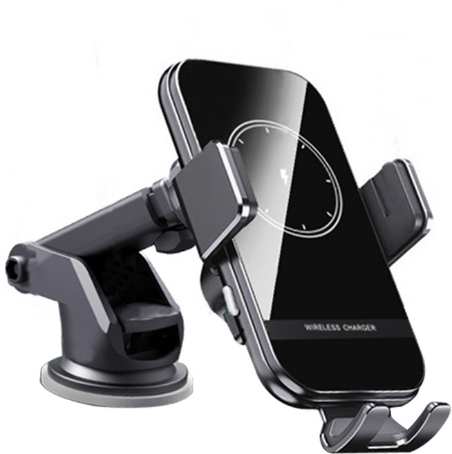 NeoMark 15W 차량용 고속 무선 충전 거치대 송풍구형 + 대시보드형, A8, 블랙