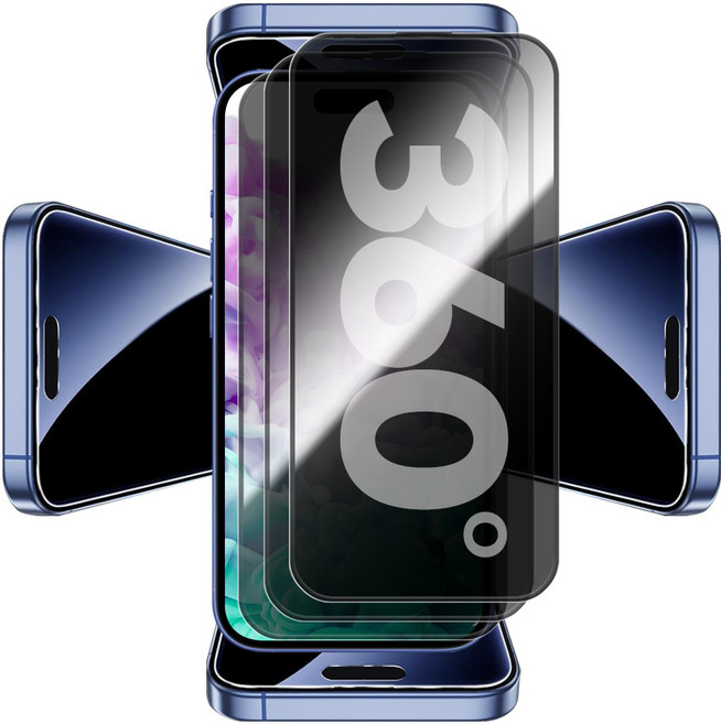 리빙그레이 아이폰11프로맥스 360도 전방향 사생활 보호 강화유리 풀커버 액정 보호 필름, 3개