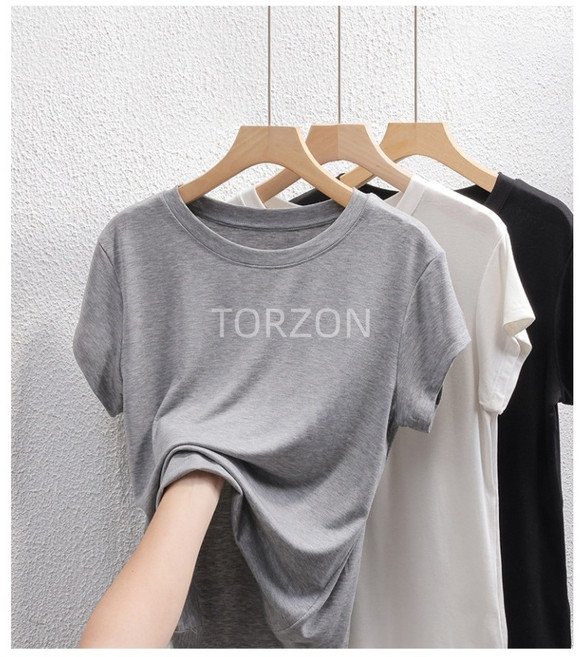 TORZON 여성용 텐셀 양모 반팔 티셔츠 시원하고 통기성 좋으며 가벼운 착용감으로 봄 여름에 완벽한