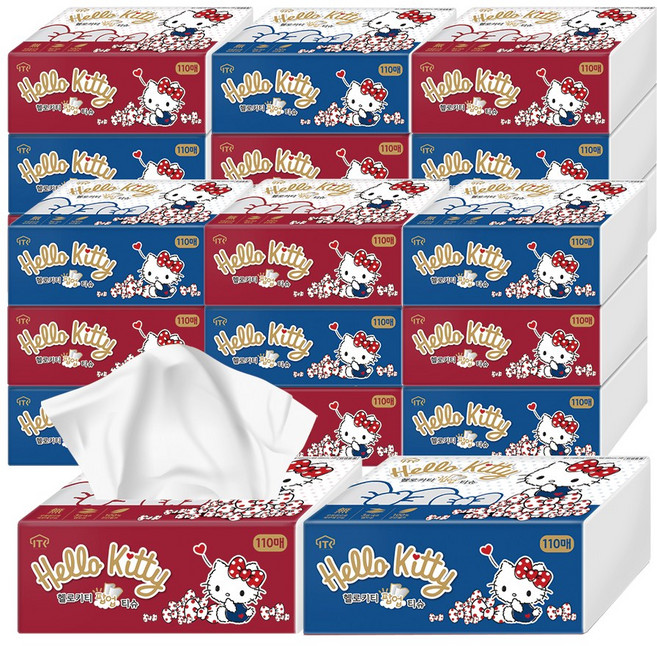 ITC 헬로키티 팝업 미용티슈 3겹, 랜덤 발송, 20개, 110매