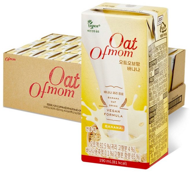 오브맘 오트오브맘 바나나 귀리 음료, 24개, 190ml