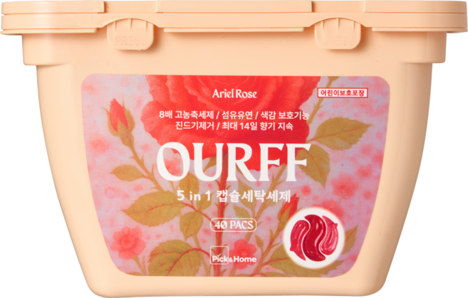 아워프 올인원 고농축 프리미엄 세탁캡슐세제 장미향 1개 40개입