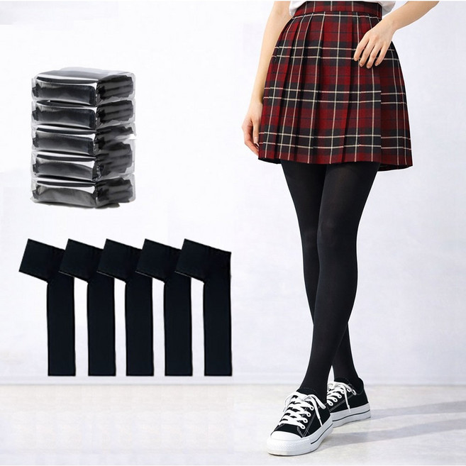 밀크린 올풀림방지 고탄력 학생스타킹 80D 5P 세트 직장인 쫀쫀한 팬티 스타킹
