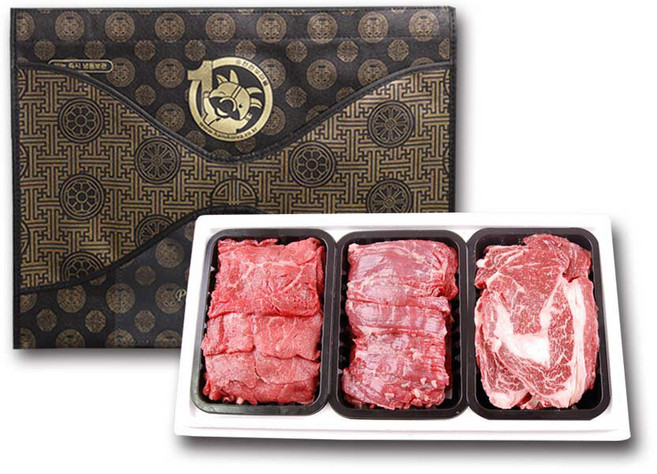 3칸선물세트(꽃등심200g1개+치마양지200g1개+소불고기200g1개), 1세트, 600g