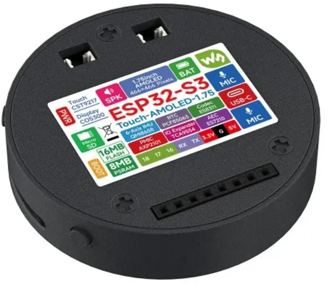 ESP32-S3 1.75인치 AMOLED 원형 터치 디스플레이 개발 보드 32비트 LX7 듀얼 코어 프로세서 466×466 픽셀, 02 with pSMPStective case