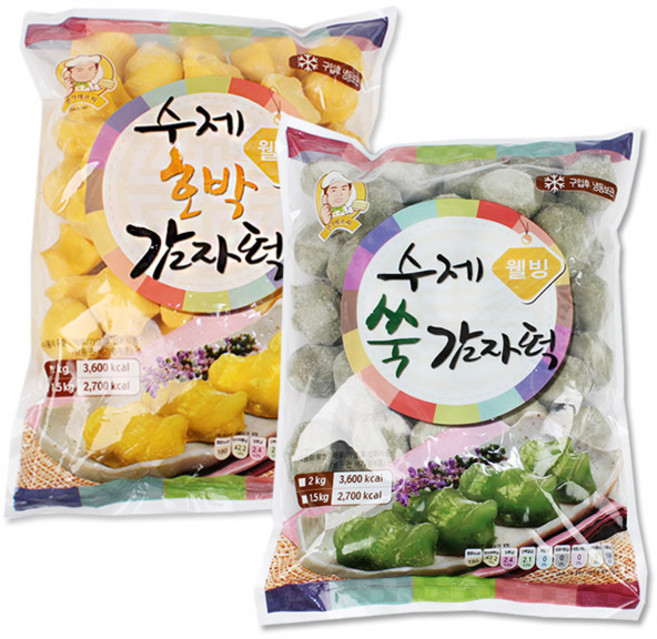 수제 쑥감자떡 1kg+호박감자떡 1kg, 1kg