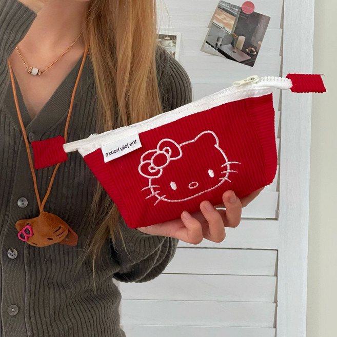 봉제 키티 화장품 휴대용 필통 파우치
