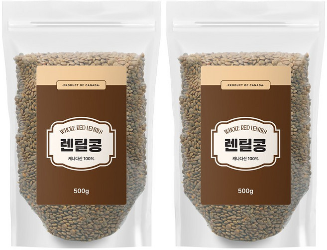 브라운 렌틸콩 캐나다산 렌틸 잡곡, 2개, 500g