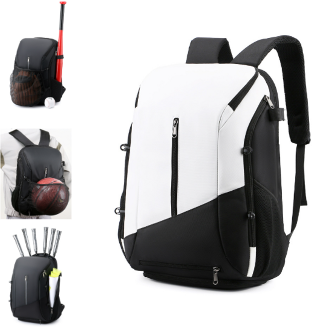 포스텝 신발수납 스포츠 방수 백팩 야구 축구 농구 배드민턴 탁구 테니스 운동 가방, 1개, 화이트블랙