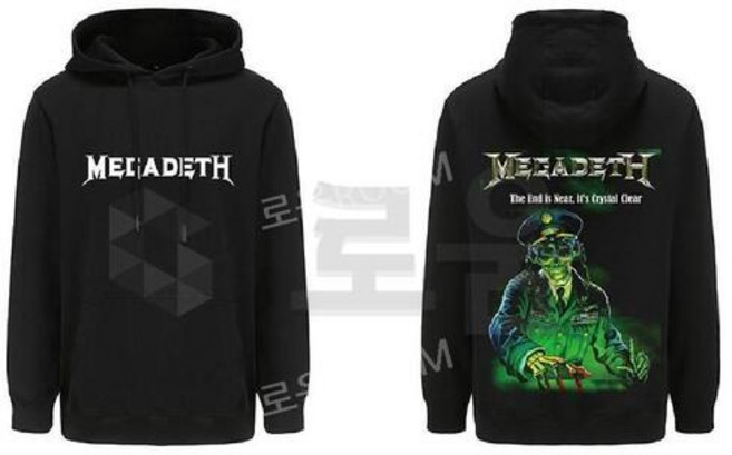 Megadeth 메가데스 프린트 가을 겨울 유니섹스 후드티 긴팔티 후드집업