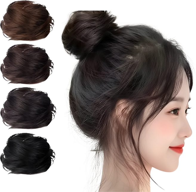 누아니 똥머리 가발 머리끈 밴딩, 1개, 라이트브라운