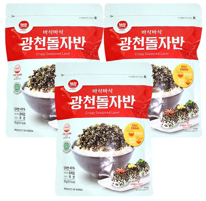 바다모아 광천 돌김자반, 55g, 3개