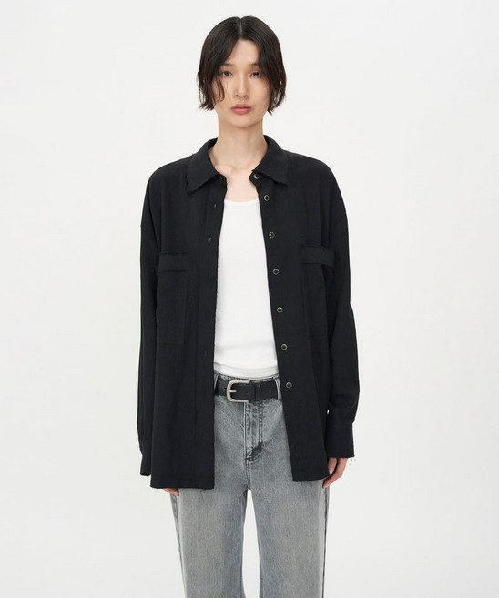 인사일런스 INSILENCE WOMEN 오버핏 내츄럴 셔츠 BLACK IW2E2SH01BK 481599