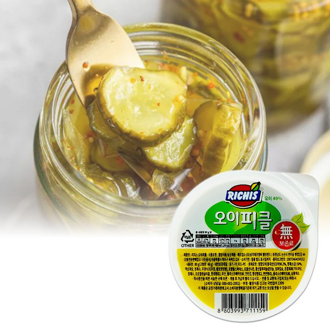 제이케이푸드 동서 리치스 슬라이스 오이 피클 80g 아삭한 슬라이스 일회용 피클, 1개