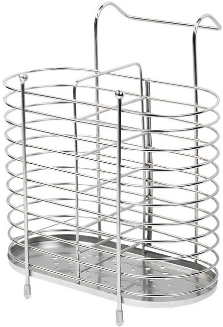 팩토리얼 304 올스텐 무타공 수저케이지 물빠짐 걸이형 수저통, 1개, 실버