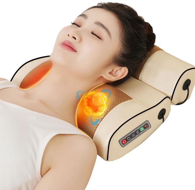 목어깨 안마베개 마사지베개 마사지기 목 어깨 다기능 홈케어 안마기, 골드