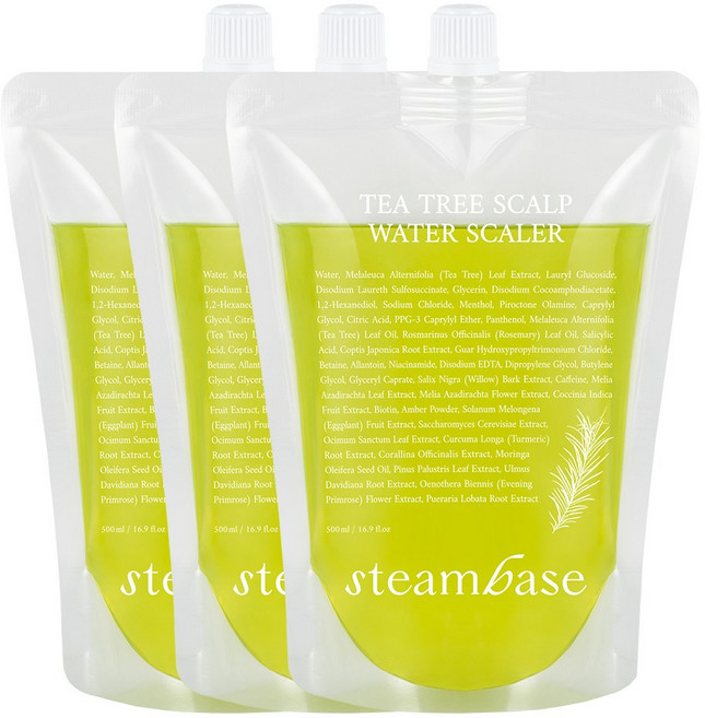 [공식] 스팀베이스 유분개선/정수리냄새케어 티트리 스칼프 워터 스케일러 두피스케일링 리필용, 3개, 500ml