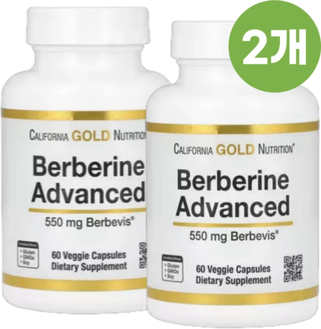 캘리포니아 골드 뉴트리션 CGN 베르베린 어드밴스드 550mg 60캡슐, 60정, 2통 - 쿠팡
