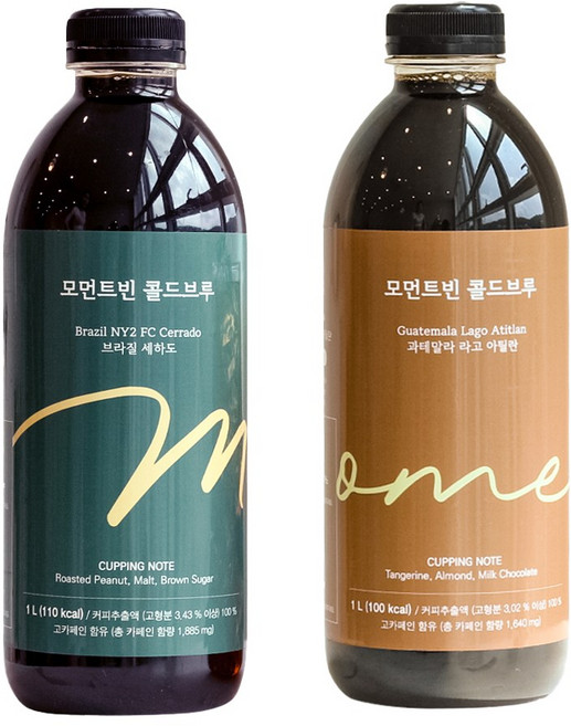 모먼트빈 콜드브루 1L X 2병 프리미엄 더치커피 원액 액상 커피 선물 답례품 브라질, 브라질 / 과테말라, 1개입