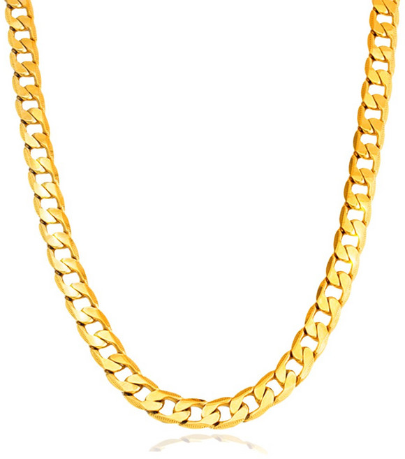 쿠반 볼드 12mm 체인 목걸이 58cm 변색없는 도금 금목걸이 줄 남성 남자 빅사이즈