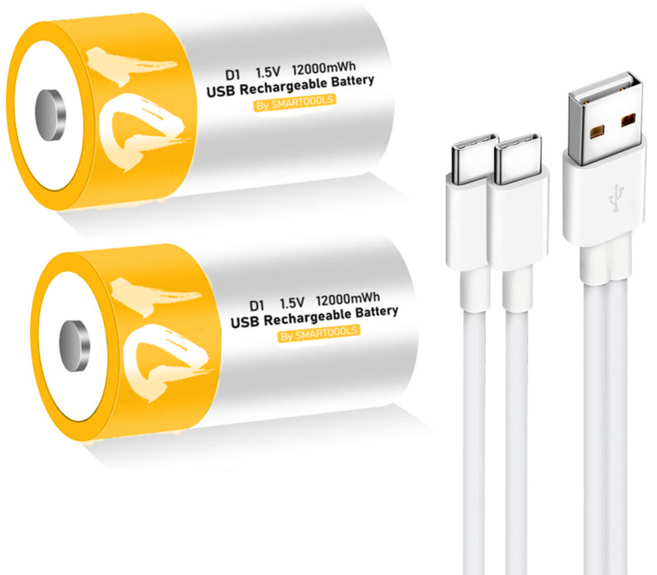 D형 건전지 USB-C타입 충전식 배터리 국내 KC안전인증 직수입, 1세트, 4개입