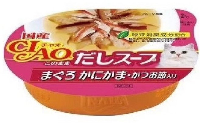 CIAO 原湯杯 貓咪濕糧點心, NC-51 (鮪魚+蟹肉棒+鰹魚), 60g, 12個
