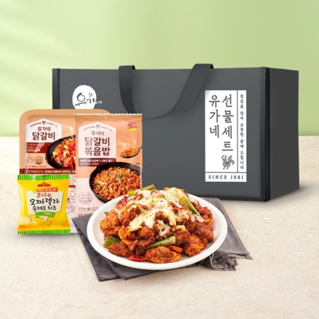 바이올푸드 [유가네 선물세트 3호] 닭갈비 600g 3팩 + 닭갈비볶음밥 5팩 치즈27g, 1개