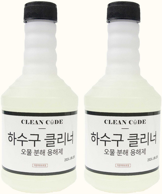 클린코드 배수구 클리너 유분 유지방 오물분해 하수구 용해제, 2개, 650ml