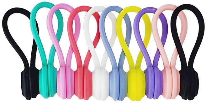 루리코 자석 실리콘 케이블 타이 선정리, 혼합색상, 1세트