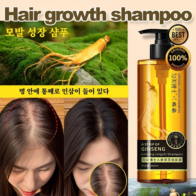 인삼 영지 샴푸 Ginseng & Ganoderma Shampoo 두피 유분 조절 비듬 제거 탈모 방지 모발 재생, 1개, 300ml - 쿠팡