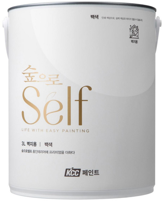 KCC숲으로 셀프 벽지용 에그쉘 페인트, 백색, 3L, 1개
