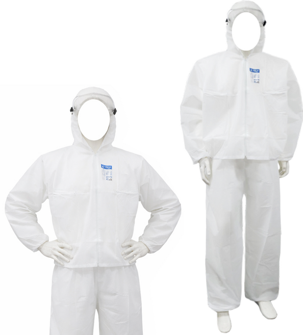 SB일회용작업복 부직포 투피스작업복-흰색 방진복 보호복 분진복 방역복 분리형, 흰색(화이트), 1개
