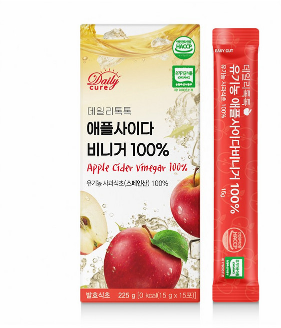 데일리큐어 애플사이다비니거 | 스틱형 사과초모식초 | 휴대용 다이어트 식초, 2개, 225g