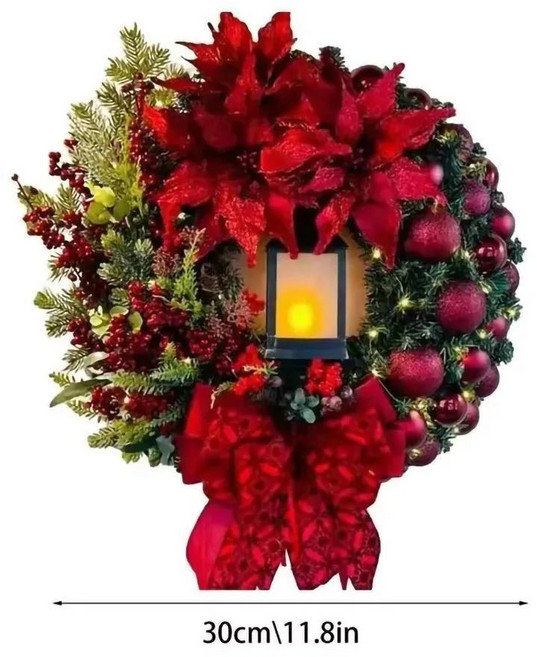 램프 활 볼이 크리스마스 화환 큰 붉은 꽃 나비다드 파티 벽 문짝 창 벽난로 계단 발코니 정원, 1개, 색상: 2. red / 직경: A. 30센티미터